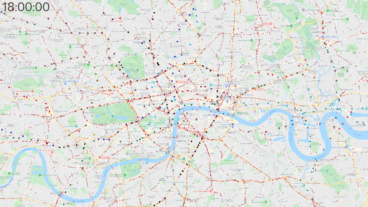 Central London: trains, buses and boats at 6pm